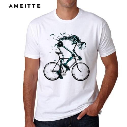 Vintage Funny Skull Biker T Shirt Summer High Quality Bicycle Printed T-Shirt Mens Novelty Fitness Short Sleeve Tee shirt Tops