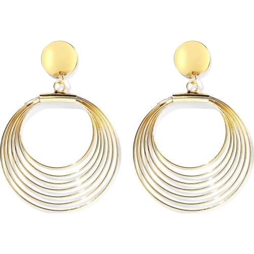 WYBU Sporty Style Huggie Tiered Circle Drop - Hoop Earring Simple Gold Plated Hollow Out Drop Earing Ear Jewelry For Friend Gift