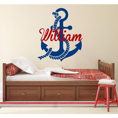 YOYOYU Wall Decal Vinyl Wall Sticker Boy Name Wall Decal Decoration Poster Nautical Anchor Poster Nursery Mural YO361