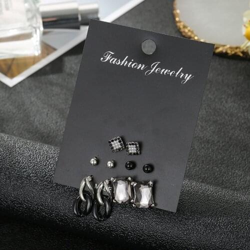 2020 new fashion statement geometric square stud earrings fore women trendy rhinestone pearl party jewelry accessories gift