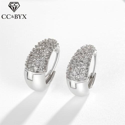 925 Silver Clip Earrings For Women Trendy Jewelry Cubic Zirconia Brincos Bridal Wedding Engagement Accessories CCE641
