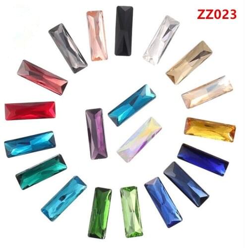 Zsbszc chicknit 50Pcs/pack 5*15mm Crystal point-back colorful strip Rhinestones glue on Clothes shoes bags Art Decoration ZZ023