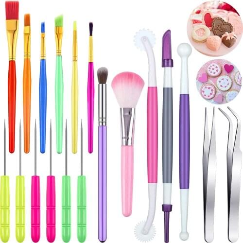 19 Pcs Fondant Cake Decorating Tool Brush Set Sugar Cookie Pastry Brushes Tweezers Bakeware Mold DIY Craft Baking Supplies 2021