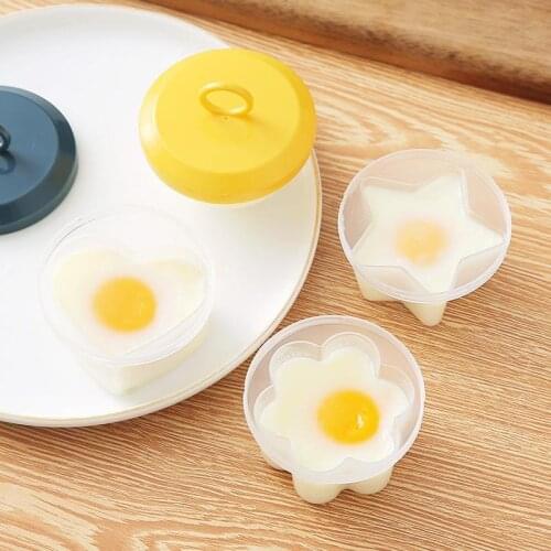 4 Pcs/Set Cute Egg Boiler Plastic Egg Poacher Set For Kids Kitchen Egg Cooker Tools Egg Mold Form With Lid Brush Pancake Maker