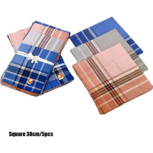 NEW cotton printed men handkerchief Square male stripe Towel pocket scarf handkerchiefs washcloth hand towel 5PCS 38cm