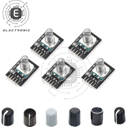 5PCS/lot 360 Degrees KY-040 Rotary Encoder Module Brick Sensor Switch Development with Potentiometer Rotary Knob Cap