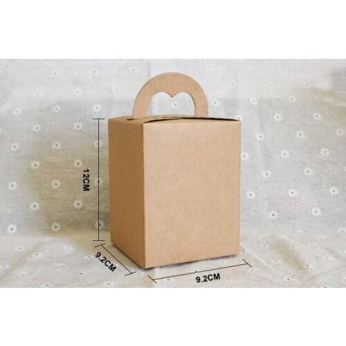 9.2*9.2*12cm Christmas Heart shape Handle candy Kraft Box Cookie Paper Boxes Food Gift apple box 1000pcs/lot