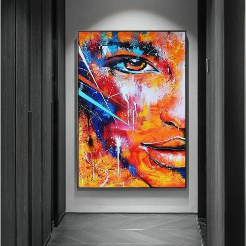 Fire Abstract Half Face Canvas Paintings Modern Graffiti Art Canvas Pictures For Living Room Wall Decoration Posters And Prints
