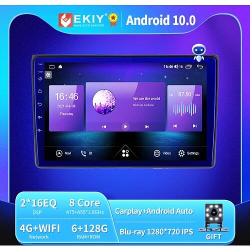 EKIY 6+128G 8 CORE Android 10.0 For Audi A4 2 3 B6 B7 2000-2009 S4 2002-2008 RS4 2005-2009 Car Radio Multimedia Blu-ray IPS QLED