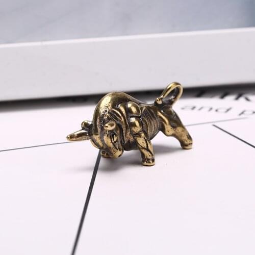 Handmade Solid Brass Bull EDC Keychain Pendant Key Pendant Zipper Head Accessories Tools Keychain Equipment Outdoor Key Ring