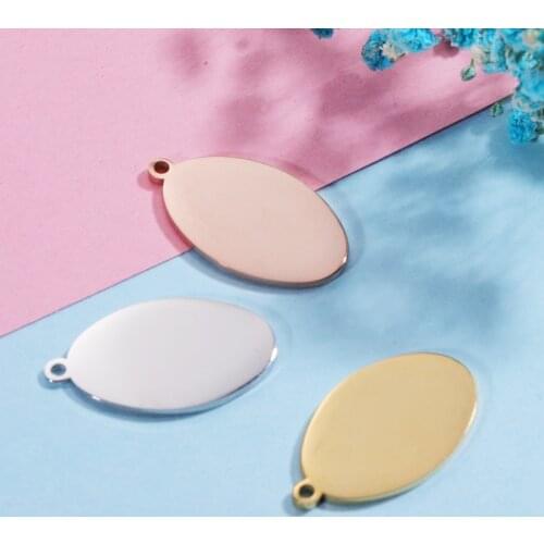 Fnixtar 20Pcs 23.5*14mm Oval Blank Charms Mirror Polish Stainless Steel Charms For DIY Making Necklace Keychain Earrings Jewelry