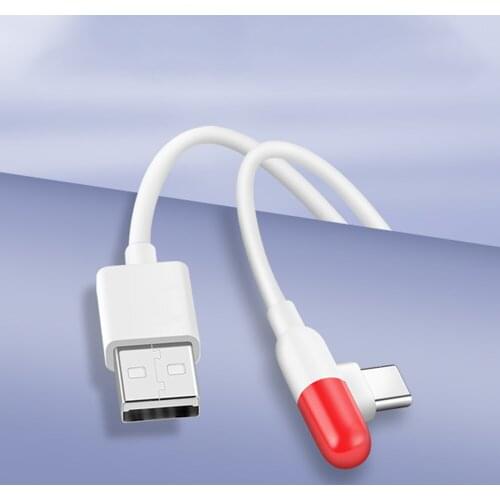 100CM USB C Capsule Cable 4A 90° Elbow Fast Charging Data Sync Cord For Vivo X50 X60 Pro X27 S9 S7 S6 OPPO Find X3 X2 Reno 5 Pro