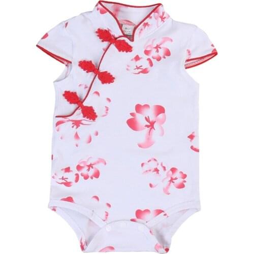 Chineses Style 2018 New Baby Girls Bodysuits Floral Elegant One Pieces Playsuits Casual Sleeveless Print Child Baby Clothing