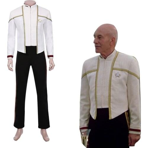 Star Cosplay Trek-Jean-Luc Picard Cosplay Costume Jacket Coat Tops Pants Full Set Halloween Carnival Costume Custom men clothes