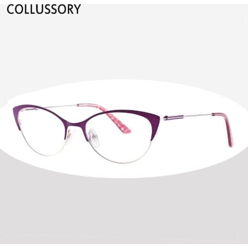 Metal Women Cat Eyeglasses Optical Glasses Frame Beautiful Fashion Elegant Small Grade Prescription Eyewear for Women Girl Lady