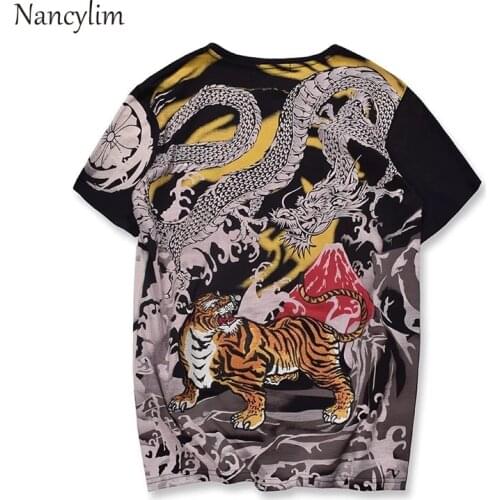 Embroidered T-shirt Male and Female Loose Cotton Tshirt Short Sleeves White Black T-shirts Harajuku T Shirts for Men and Women