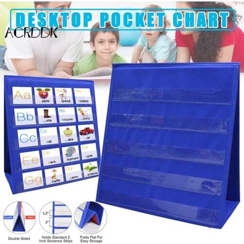 Desktop Pocket Chart Teaching Double-sided Self-standing Foladble for Classroom Home Children Educational Learning Accessories