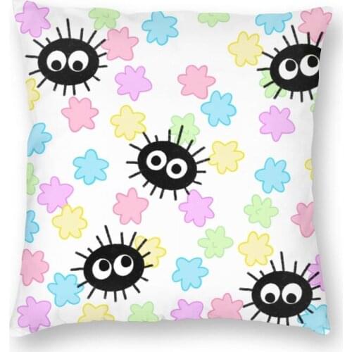 Konpeito Soot Sprites Cushion Cover 45x45 Home Decorative Print Ghibli Anime Throw Pillow for Living Room Two Side