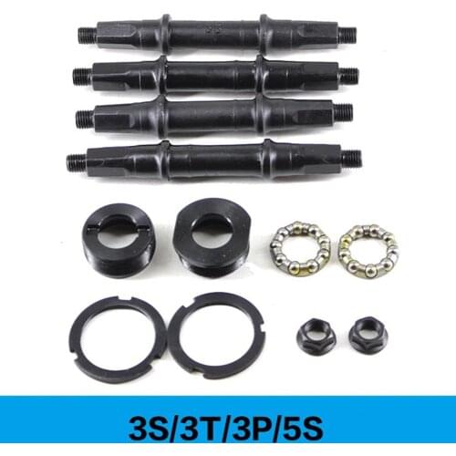 Bike Bicycle Bottom Bracket Axle Set For 68mm BB Shell Multi-Size Square Hole With Cups Bearings Bead Holder Cycling Components