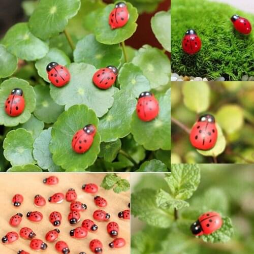 NEW Hot Sale 10Pcs Miniature Coccinella Septempunctata Resin Crafts DIY Little Garden Decorations