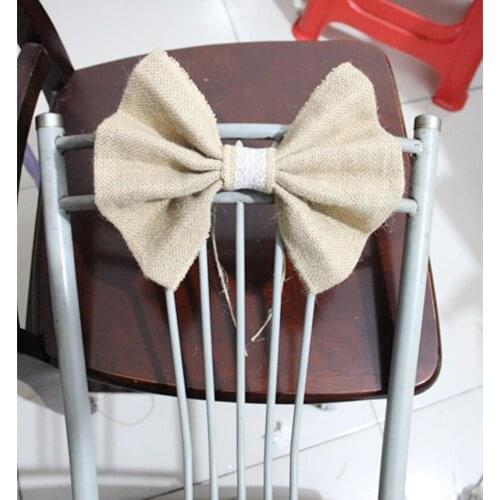 Very large 35pcs natural Jute Burlap Ribbon Bowknot 25X30CM Wedding Chair Decoration Craft Scrapbooking lace Hair Bow/Hat craft