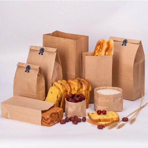 100pcs Kraft Paper Bags Food Tea Small Gift Bags Sandwich Bread Bags Party Wedding Supplies Wrapping Gift Takeout Take Out Bags
