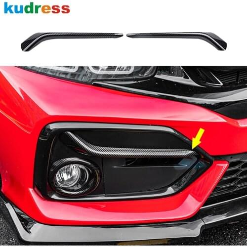 For Honda Civic 2020 2021 Caron Fiber Front Fog Light Lamp Eyebrow Eyelid Trim Foglight Garnish Streamers Strip Car Styling
