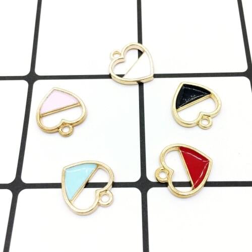 10pcs/lot Trendy Charms Pendant Alloy Enamel Heart Charms Pendant for Jewelry Findings Accessories 15*16mm