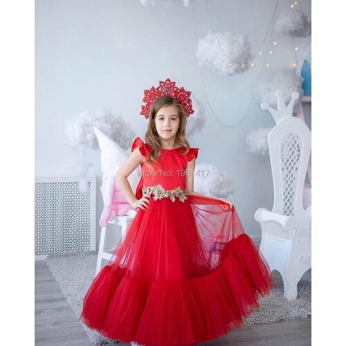 Christmas Baby Girls Dress For Evening Prom Party Costume Teenage Girls Kids Clothes Wedding Birthday Gown Little Girl Red Gown