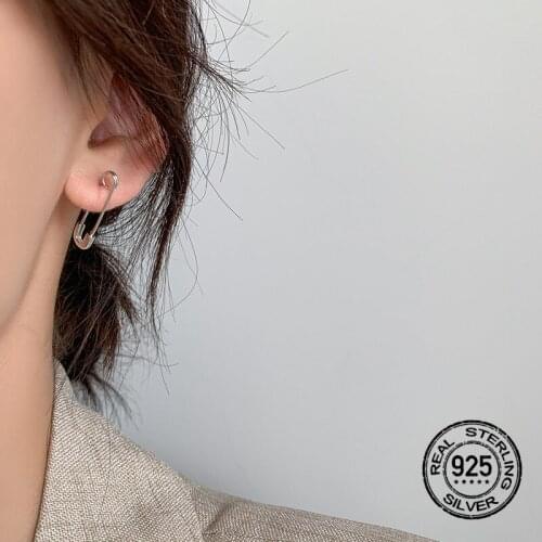Paper Clip Earrings For Women 925 Sterling Silver Couples Hot Sale New Trendy Party Lady Students Korean Charming Jewelry INEFFA