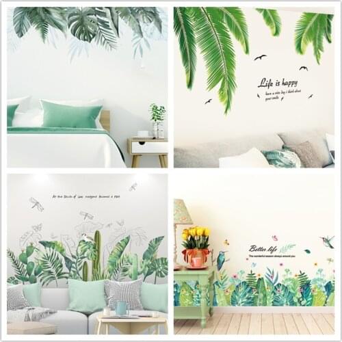 Creative Tree Leaves Wall Stickers DIY Green Plant Leaf Wall Decals for Living Room Bedroom Nursery House Decoration