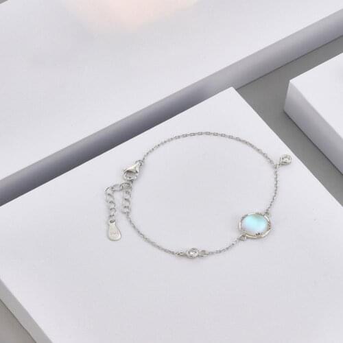 SILVERHOO Women Bracelet Blue Circle Cubic Zirconia Adjustable Lobster Clasp All Match Bangle Fashion Jewelry