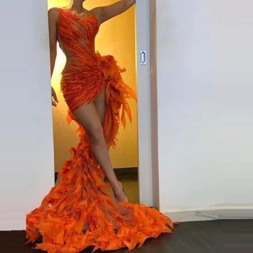 Sexy Cutout Orange Prom Dresses Tight Sheer High Low Jewel Neck Low Back Sleeveless Pageant Event Party Long Gowns