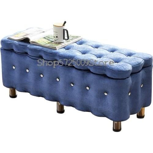Shoe-changing stool Household backrest can be used as a stool storage box storage stool multifunctional rectangular sofa to sit