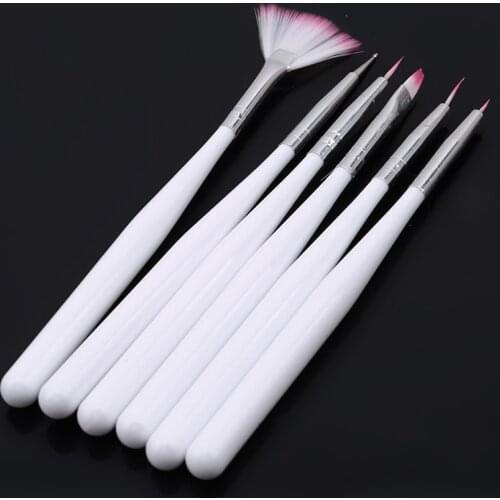 7PCS Nail Art Brush Pen Dotting Painting Drawing Fan Line Builder Design Polish Gel UV Tips Decoration Manicure Tools