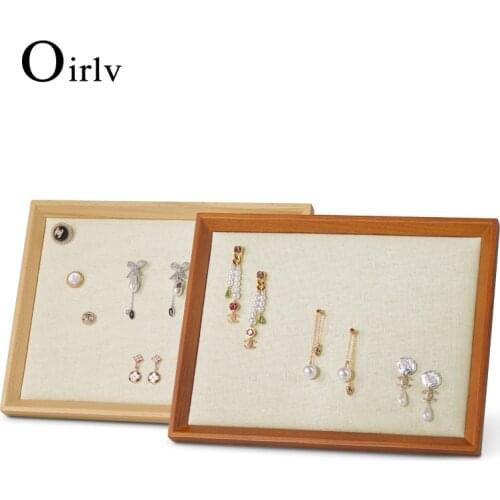 Oirlv Solid Wood Vertical Mesh Earring Storage Board Storage Earring Display Rack Jewelry Tray Props