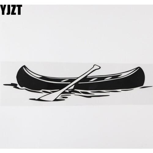 YJZT 24.7CMX6.1CM Canoe Boat Whitewater Fishing Decal Vinyl Car Sticker Black/Silver 8A-1106