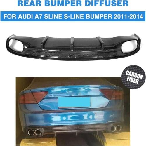 Carbon Fiber Rear Bumper Diffuser Lip Spoiler for Audi A7 Sline S7 Bumper 2011 - 2014 Rear Bumper Guard