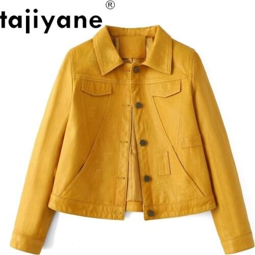 Real Spring 2021 Leather Jacket Women Genuine Sheepskin Coats Woman Tops High Quality Biker Vintage Femme Veste TN1791