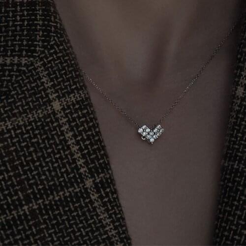 VENTFILLE 925 Sterling Silver Love Heart Pendant Necklace For Women Ins Light Luxury Wild Clavicle Chain Party Jewelry 2021 New