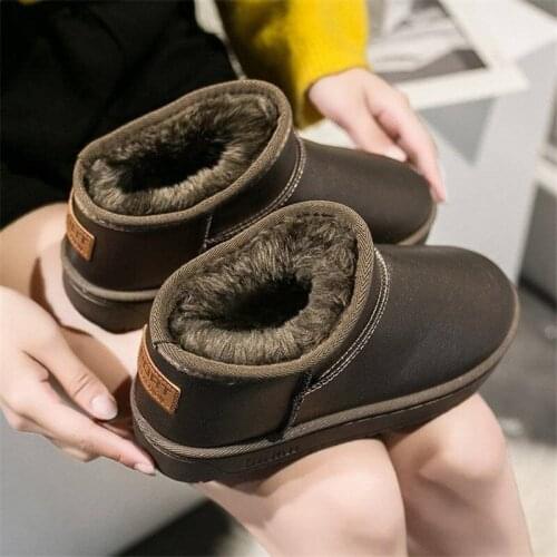 Winter Waterproof Leather Warm Snow Boots Women Casual Chunky Platform Non-slip Goth Demonia Boots Fashion Plush Ankle Boots
