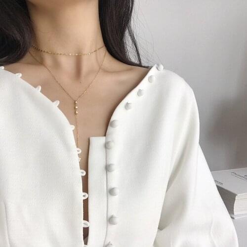 100% Authentic 925 Sterling silver Gold Double rows Layered Square &Star zircon Pendant Drop "Y" Necklace FINE Jewelry TLX778