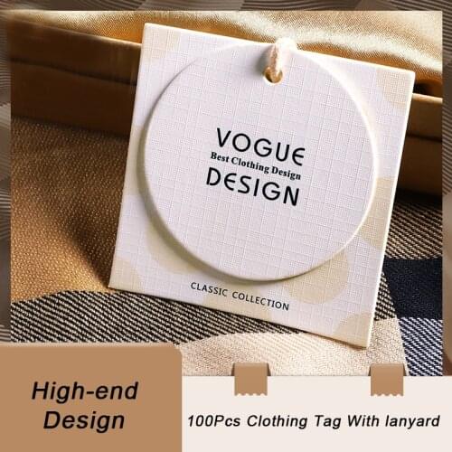 1000Sets Custom Paper Tags Price Tag Clothing Hang Tags Personalized Label With Logo Printed Laney Tags Clothing/Bags/Gift Labe