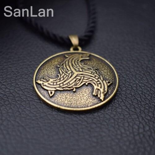 12pcs Wolves Celtic Spiritual Vikings Magic Nordic Amulet pendant necklace viking Celtic wolf pendants SanLan Jewelry