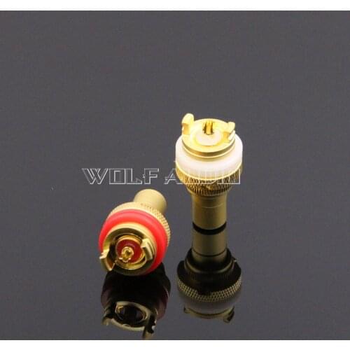 2pcs High-Grade Pure Copper Gold Plated RCA Connector DIY HIFI RCA Socket 1 Red + 1 White