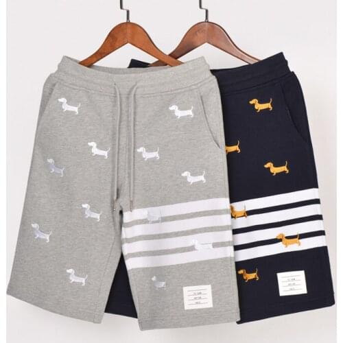 2021 Fashion Brand TB THOM Casual Shorts Men Women Summer Cotton Casual Sports Trousers Puppy Embroidery Mens Jogger Track Pants