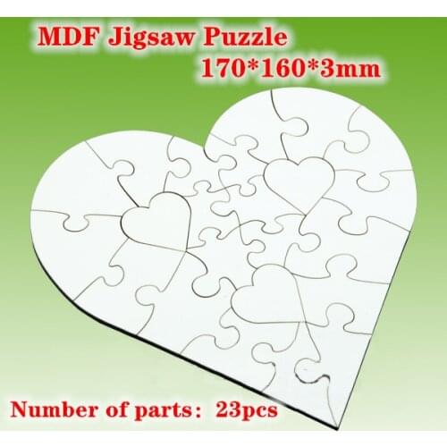 6sheets/lot Sublimation Blank heart Puzzle Photo DIY Craft Jigsaw Puzzle MDF Wood material Heat Press Transfer Print 170*160*3mm