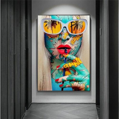 Abstract Graffiti Art Girls Canvas Art Posters And Prints Colorful Woman Art Canvas Paintings On the Wall Street Art Pictures