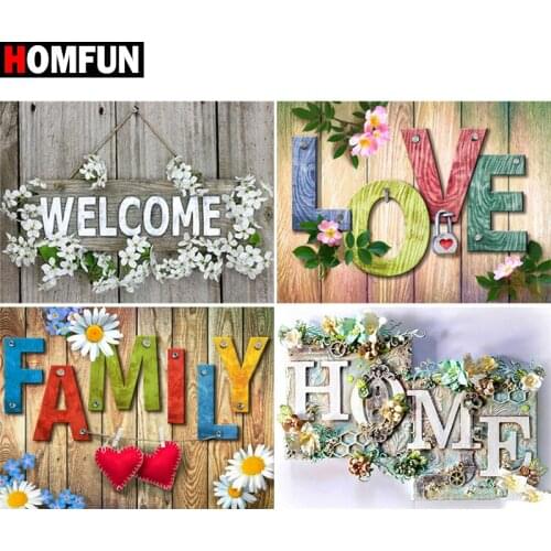 HOMFUN Diy 5d Diamond Painting "Home love theme" Cross Stitch Square Round Diamond Embroidery Handwork Rhinestone Art