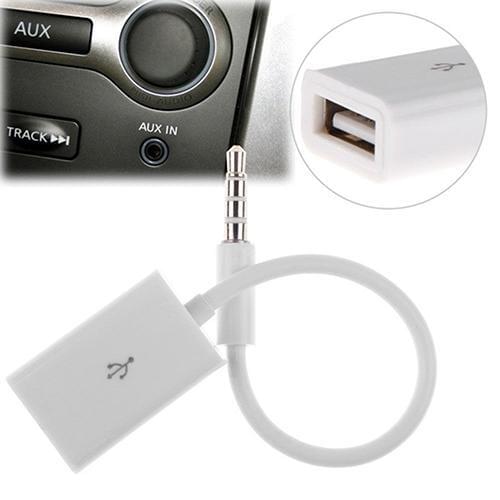 Car MP3 3.5mm Male AUX Audio Plug Jack to USB 2.0 Female Converter Cable Cord Car Interior Accessories Boutique